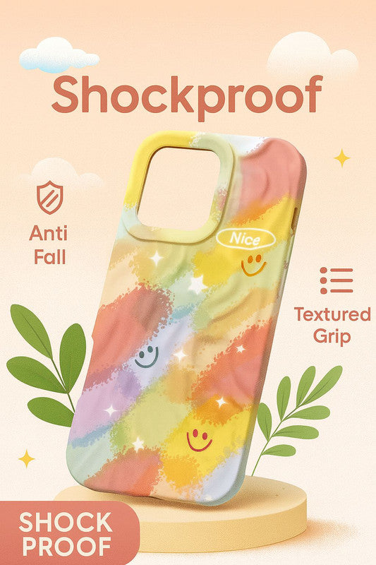 3D Colorful Smiley Rainbow Wrinkle Textured Cute Inspirational Quote Artistic Cool Design Aesthetic Pastel Cover