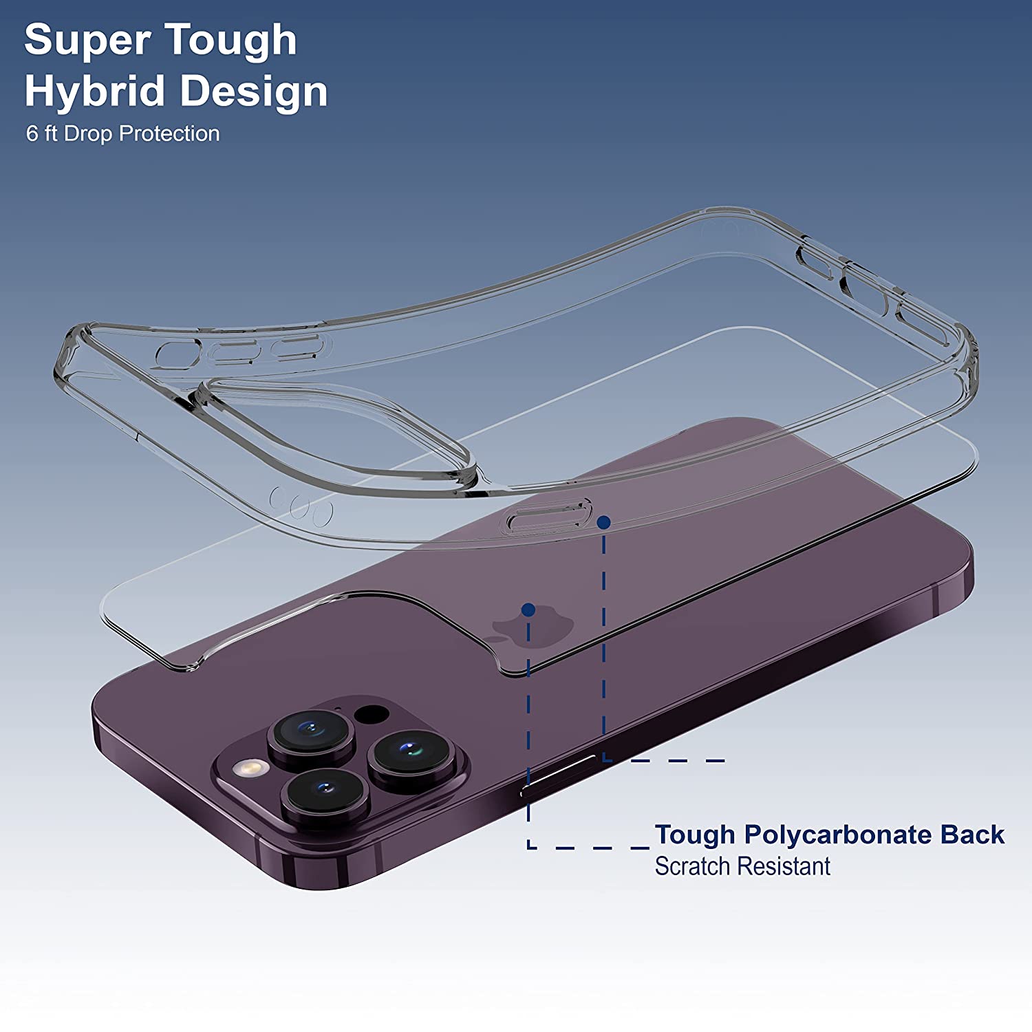 Hard Transparent Clear Strong TPU iPhone Case + Tough Polycarbonate Crystal HD Clear