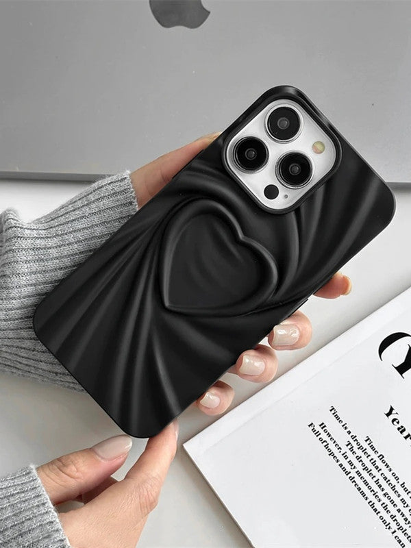 3D Heart Shape Design Embossed Wrinkle Cute Silk Pattern Silicone Fashion Aesthetic Cover