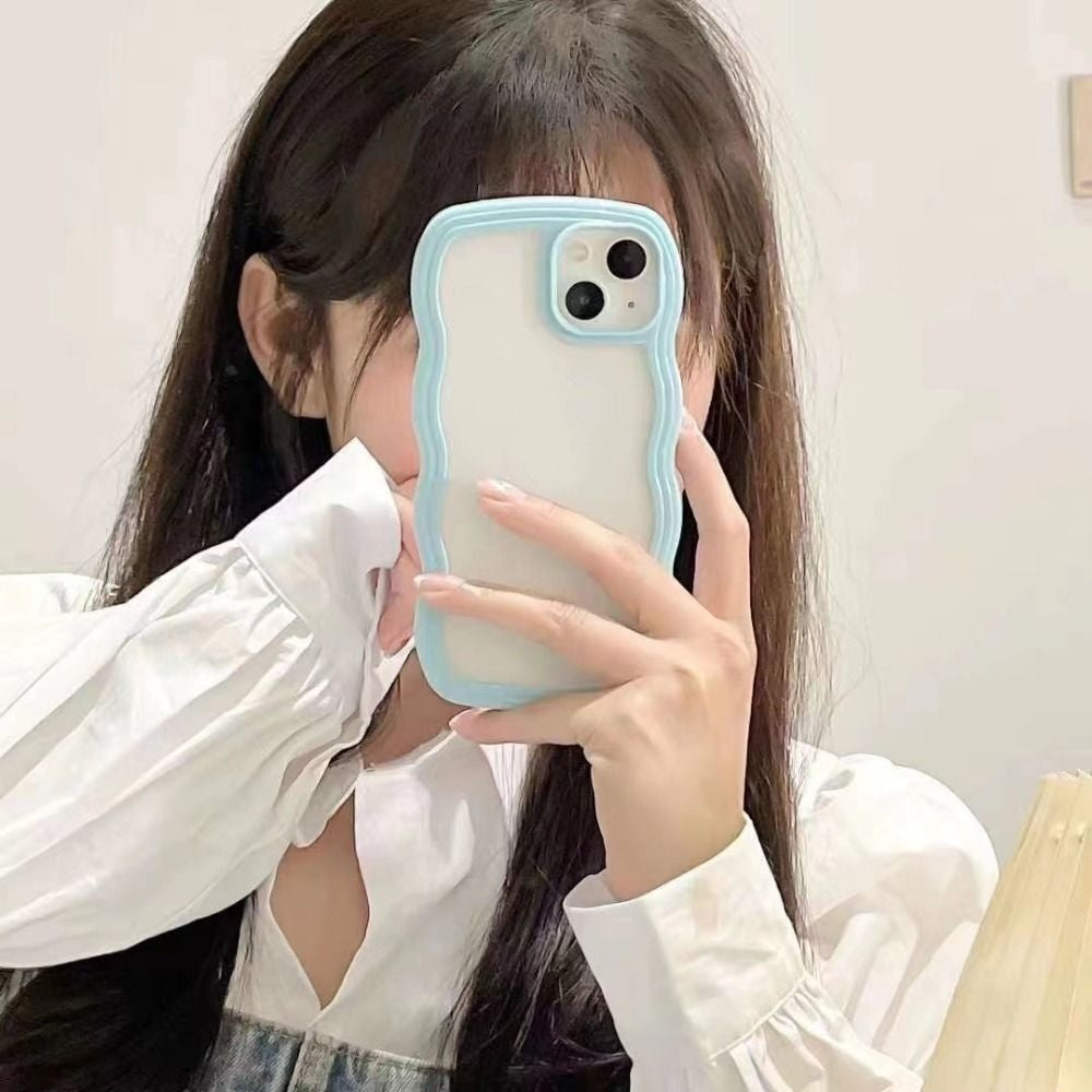 3D Curly Wave TPU Transparent Colorful Frame Bumper Case