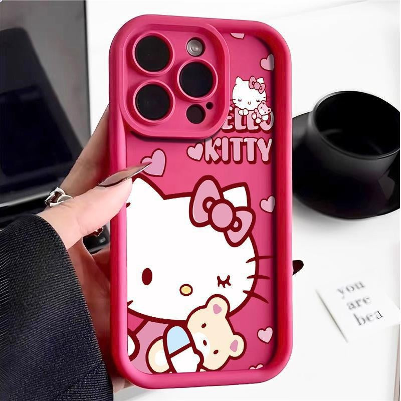 Cute Kitty Cat Pattern Hot 3D Teddy Print Bow Design Soft TPU Silicone Fashion Aesthetic Print Cover