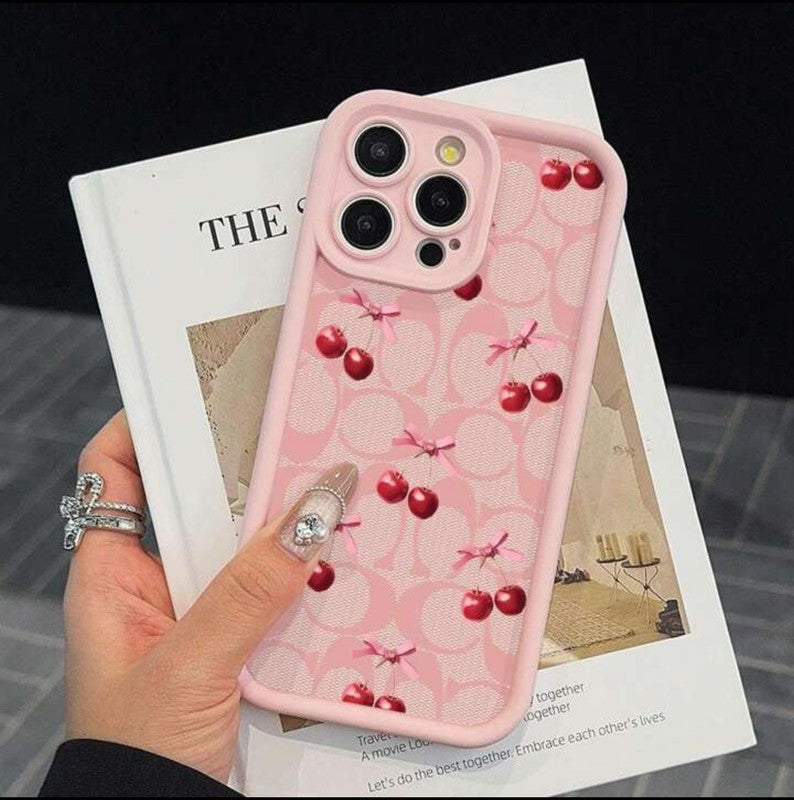 3D Cute Ball Cherry Hot Pastel Pink Bow Knot Ribbon Design Aesthetic Cover