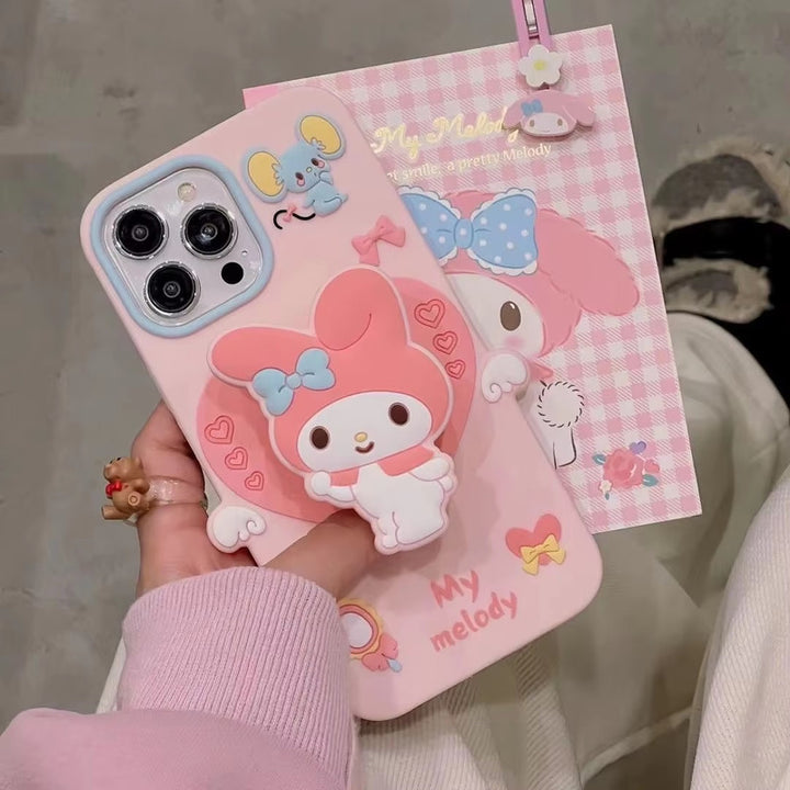 Cute 3D My Melody Cinnamoroll Cartoon Adorable Kitty Pink Bunny Pop Case