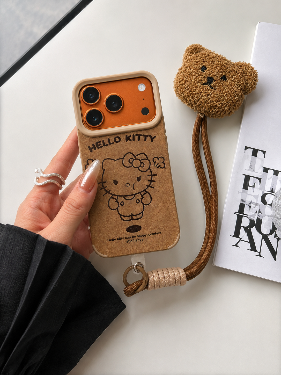 Cartoon Doll Teddy Bear Phone Case Lanyard Kitty Brown With Charm Lanyard Teddy Push Wrist Strap Case