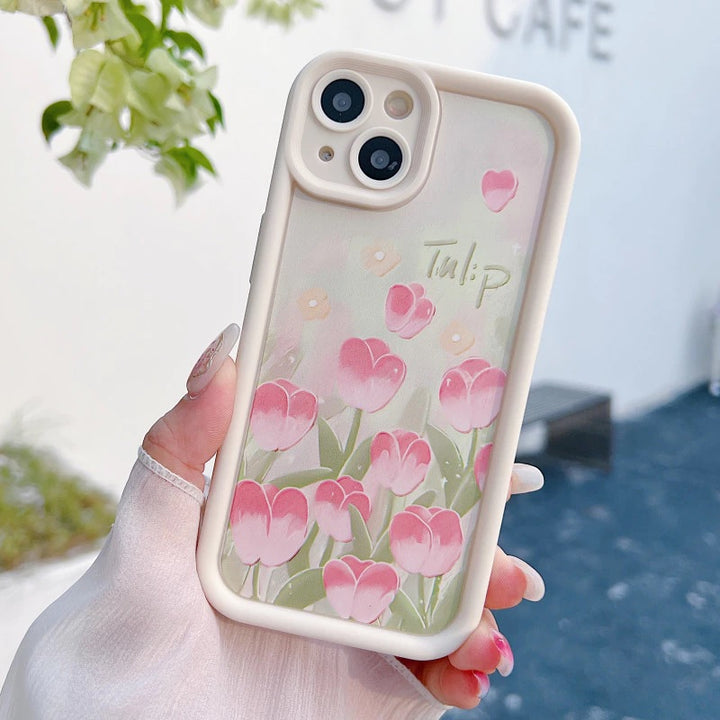 3D Tulip Flower Hot Floral Pastel Pink Cute Design Aesthetic Print Cover - Beige