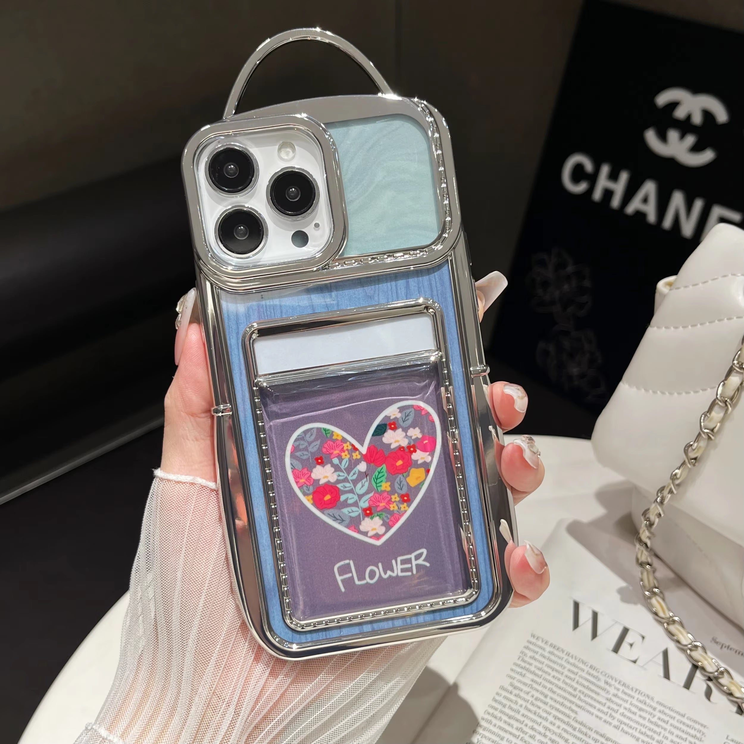 Luxury Plating Fashion Clear Backpack Wallet Photo Card Slot Electroplated Phone Bag Style Case