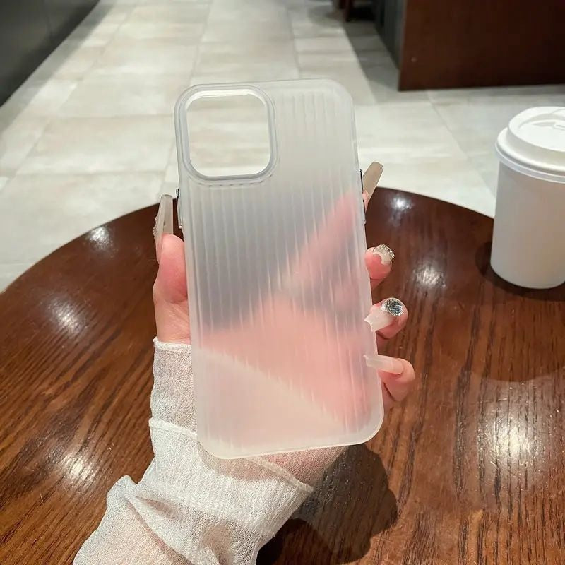 Virat Frosted Matte Finish Clear lining Soft Case Translucent Slim Sleek fit Corrugated Stripes Pattern