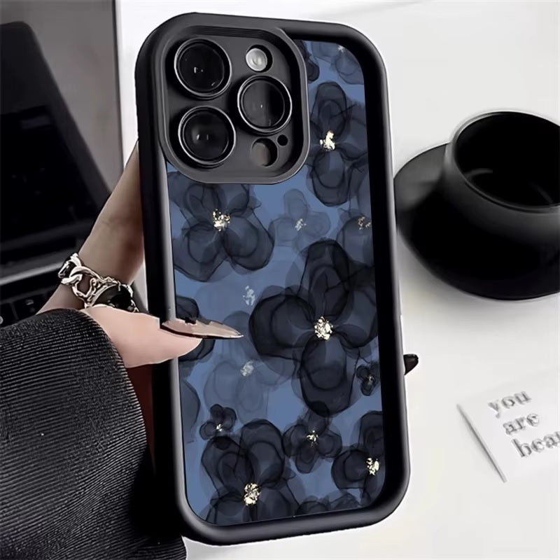 3D Floral Sparkling Hot Flower Black Cute Design Aesthetic Print Cover