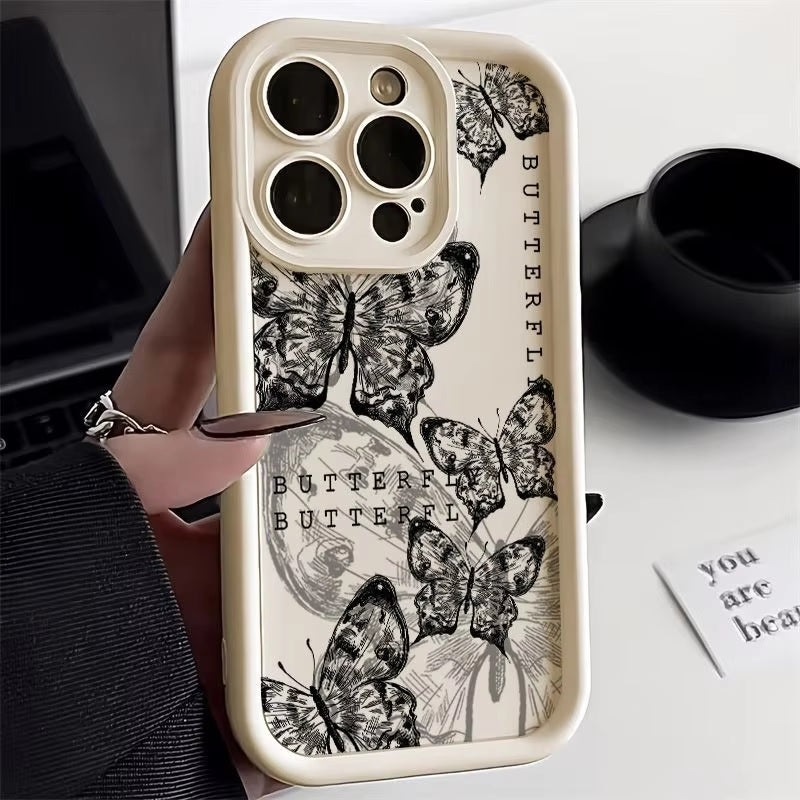 Hot 3D Minimalist Fashionable Retro Butterfly Trendy White Aesthetic Case