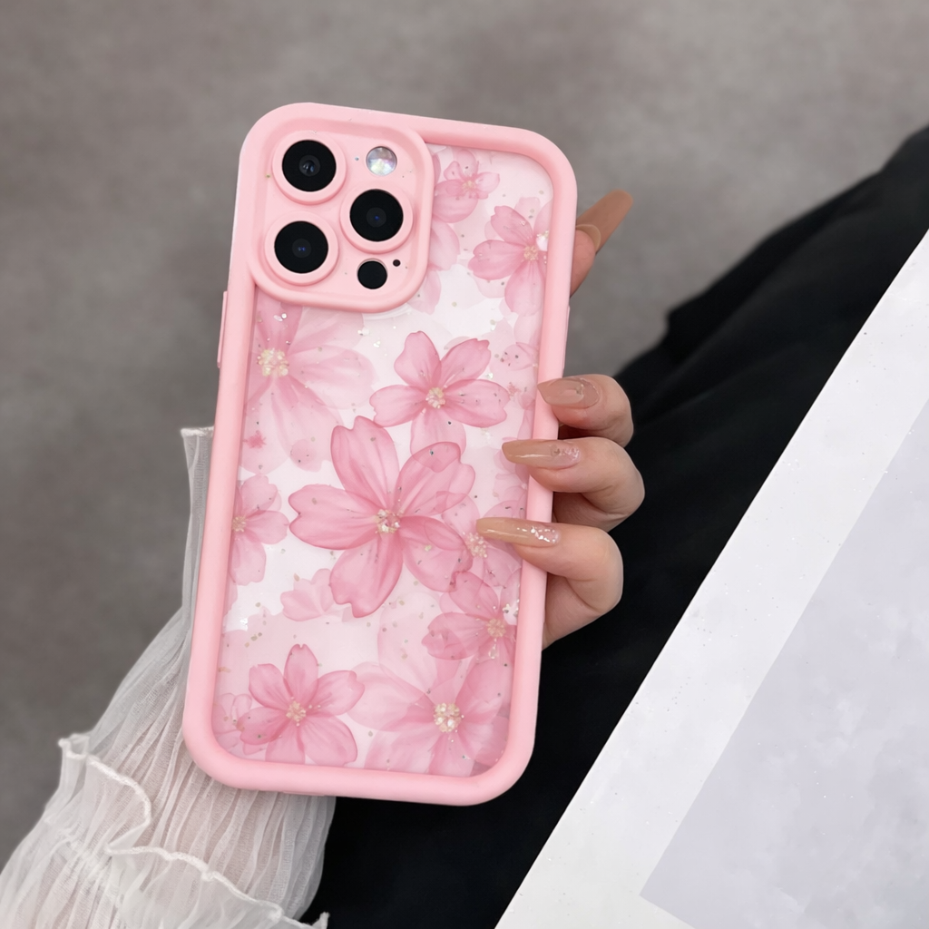 3D Pastel Floral Ink Abstract Art Flower Cute Design Back Case Cover - Light Pink