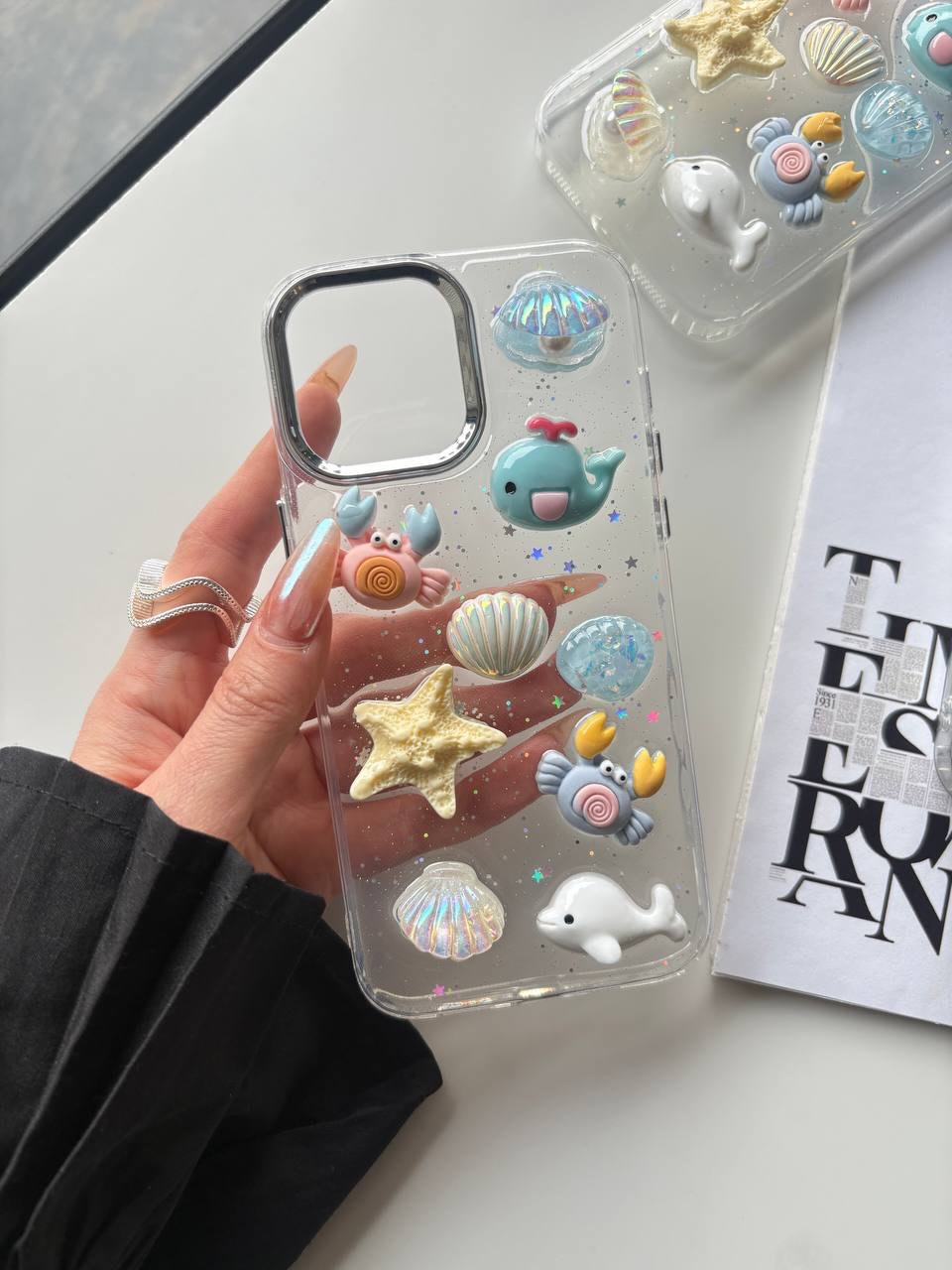 3D Resin Ocean Starfish Aesthetic Cute Pinterest Korean Style Water Marine Life Sea Animal & Seashell Charms Y2K Coastal Girl Mobile Case