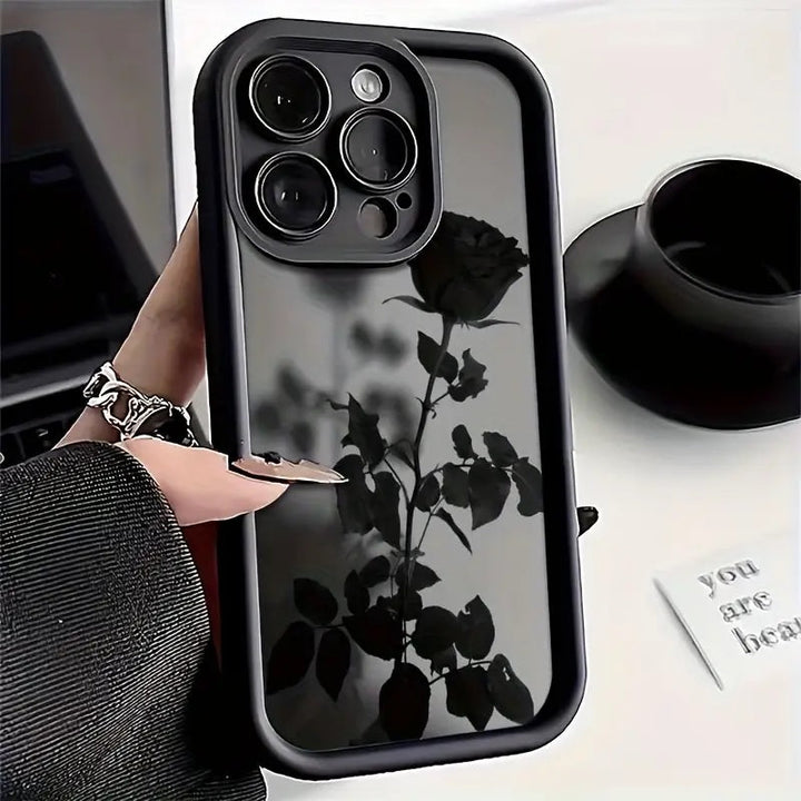 3D Black Dark Rose Minimalist Shadow Floral Cute Design Aesthetic Print Cover