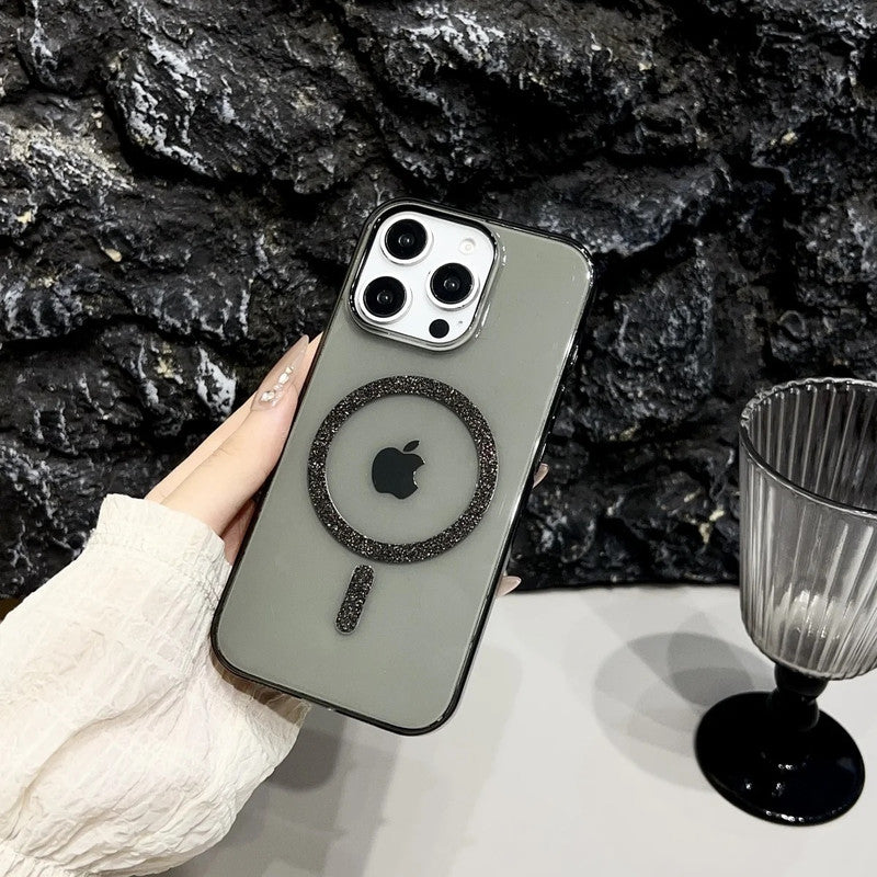 Magnetic Glitter Hard Crystal Clear Sparkle Bling Phone Case