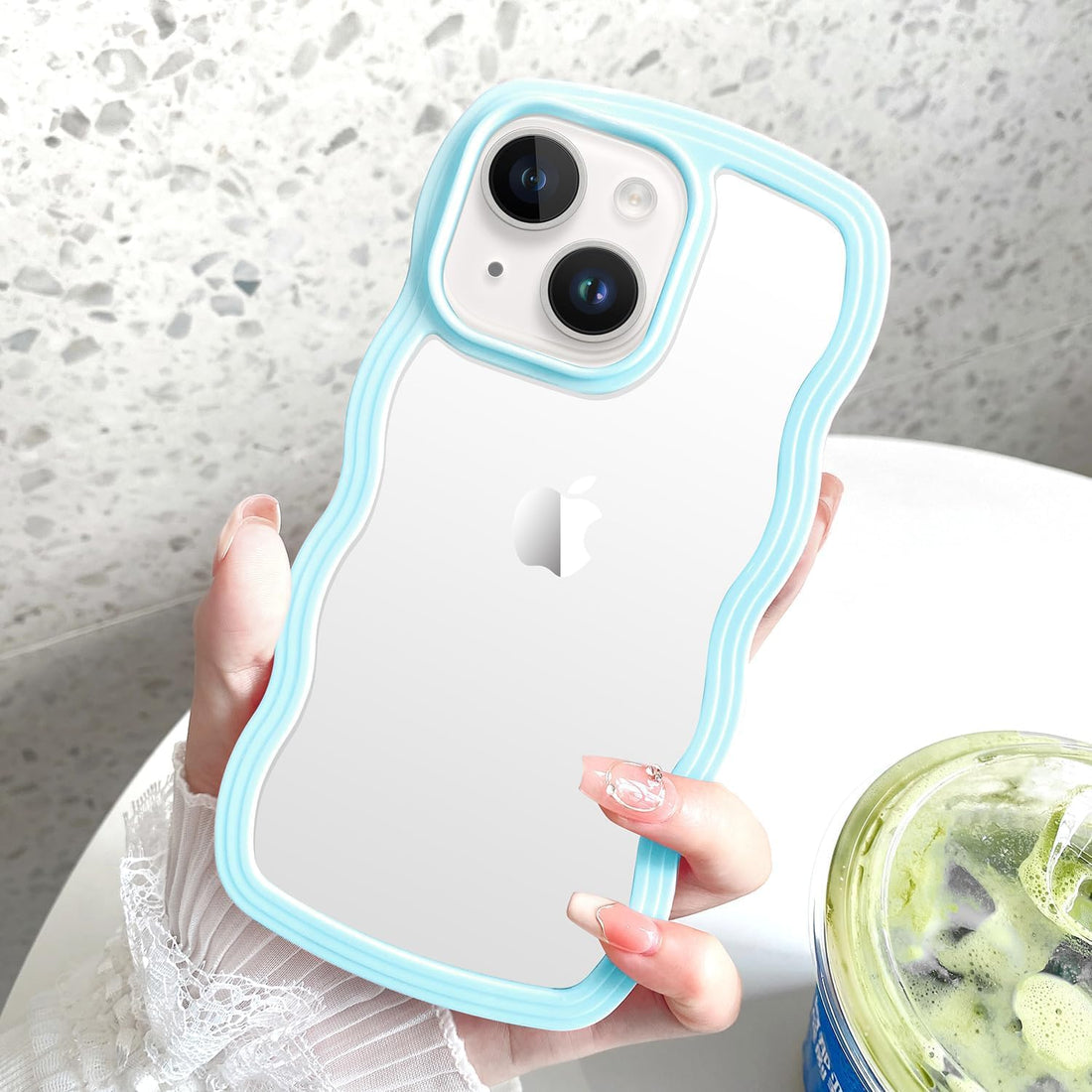 3D Curly Wave TPU Transparent Colorful Frame Bumper Case