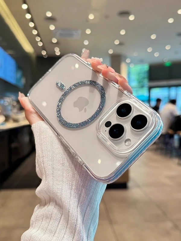 Magnetic Glitter Hard Crystal Clear Sparkle Bling Phone Case