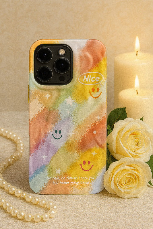 3D Colorful Smiley Rainbow Wrinkle Textured Cute Inspirational Quote Artistic Cool Design Aesthetic Pastel Cover