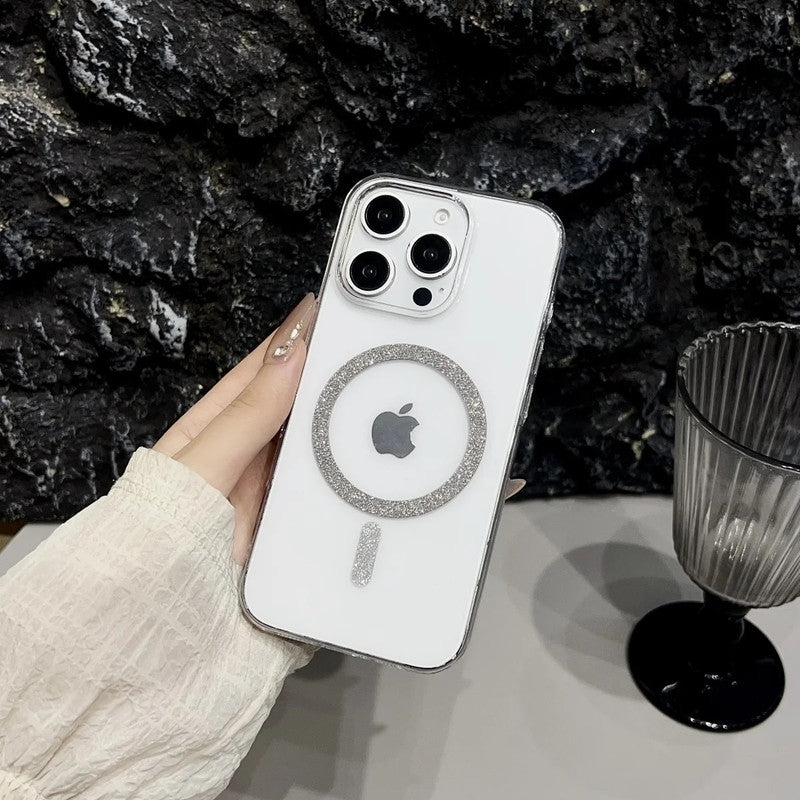 Magnetic Glitter Hard Crystal Clear Sparkle Bling Phone Case