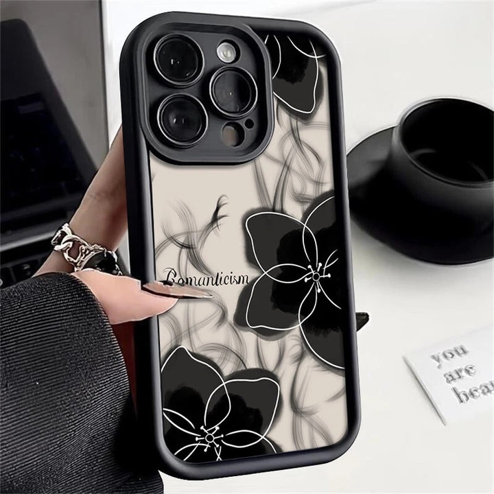 3D Hot Black Floral Back Case Cover Ink Abstract Art Flower Cute Design