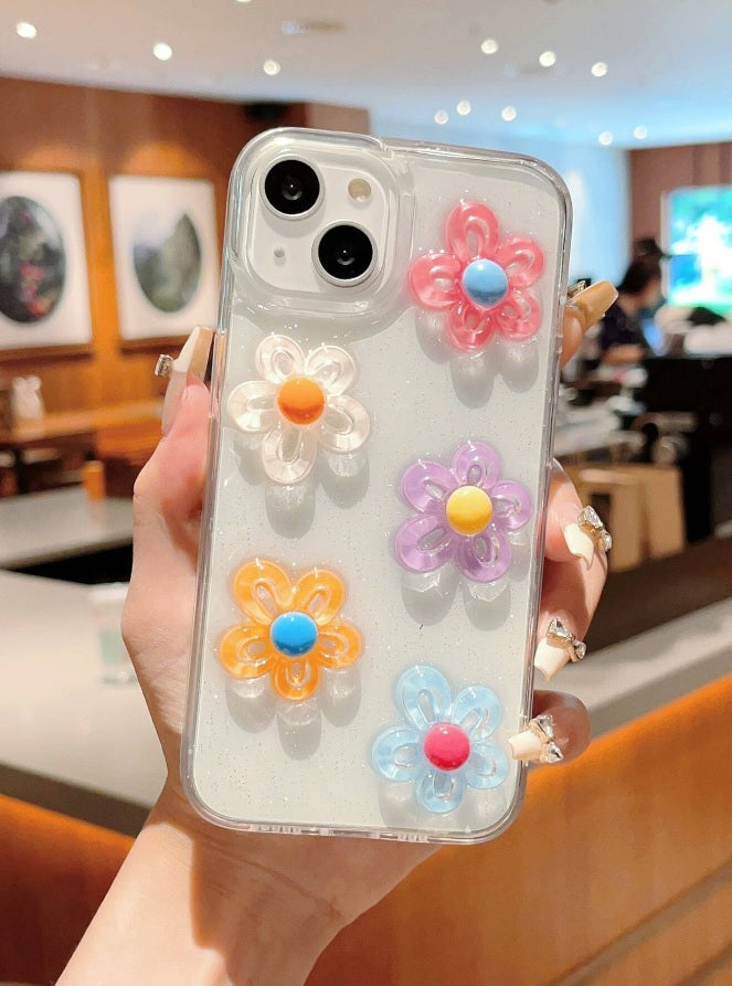 Luxury Translucent Floral Pastel Flower Resin Phone Case