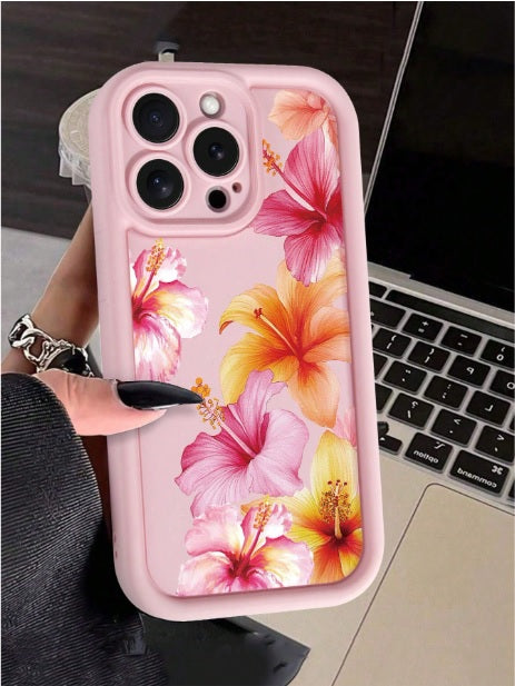 Hot 3D Hibiscus Flourish Floral Printed Flowers Cute Design Pink Aesthetic Cover