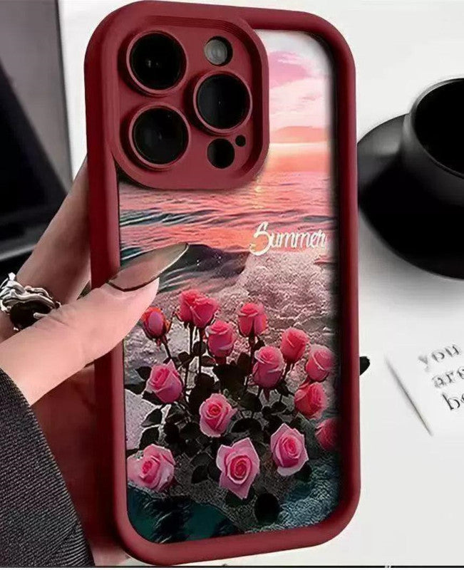 3D Hot Floral Seaside Rose Flower Summer Cute Design Silicone Aesthetic Print Case