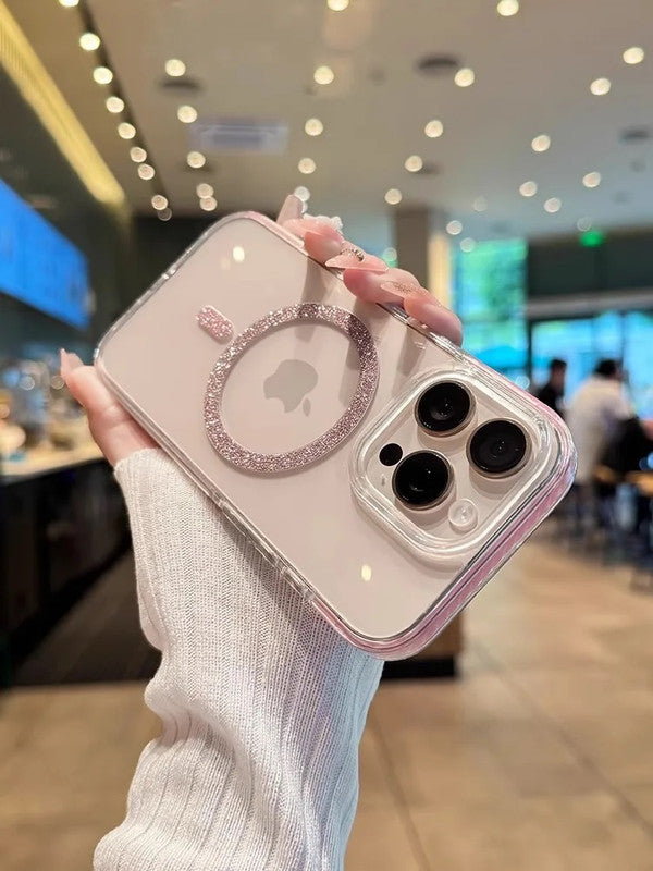 Magnetic Glitter Hard Crystal Clear Sparkle Bling Phone Case