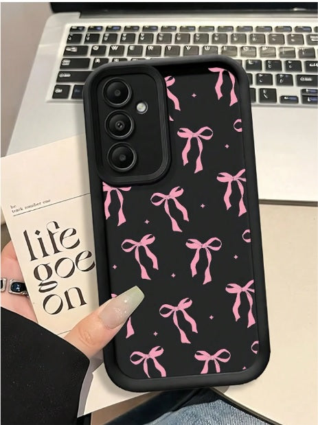 Hot 3D Ribbon Bow Printed Fashionable Aesthetic Back Case -Black