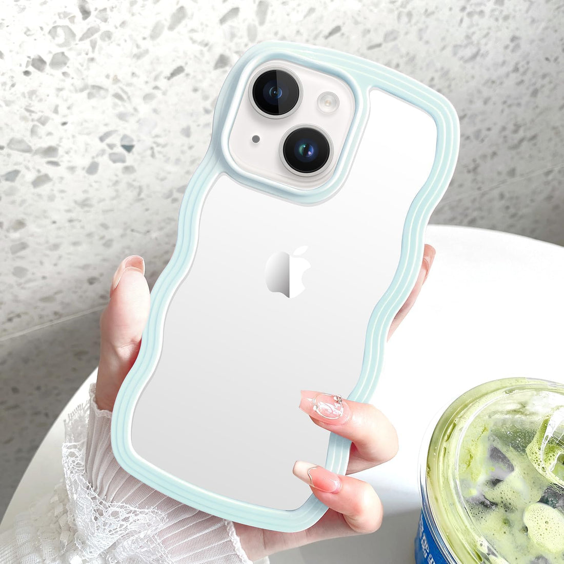 3D Curly Wave TPU Transparent Colorful Frame Bumper Case