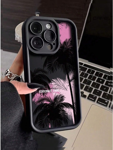 Hot 3D Coconut Palm Tree Goa Vibes Beach Cute Black Fashion Aesthetic Case
