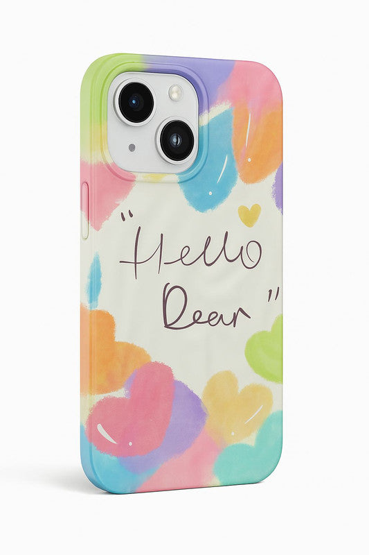 Hello Dear Quote Quirky & Trendy Wrinkle Texture Pattern Retro Cute Colorful Artistic Cool Design Aesthetic Case