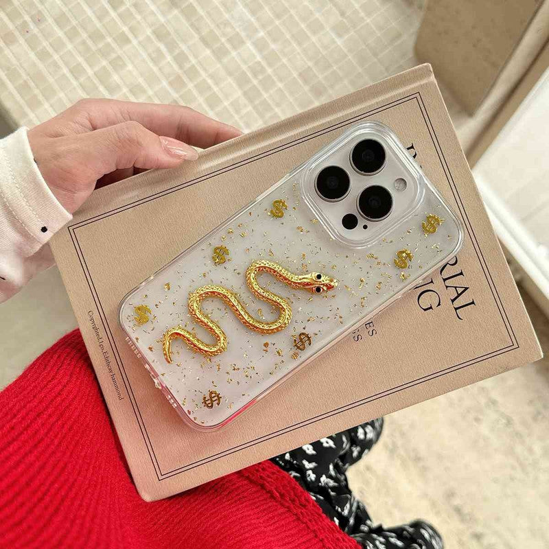 3D Luxury Snake Dollar Resin Translucent Cute Hard Epoxy Shimmer Art Sparkle Princess Phone Case