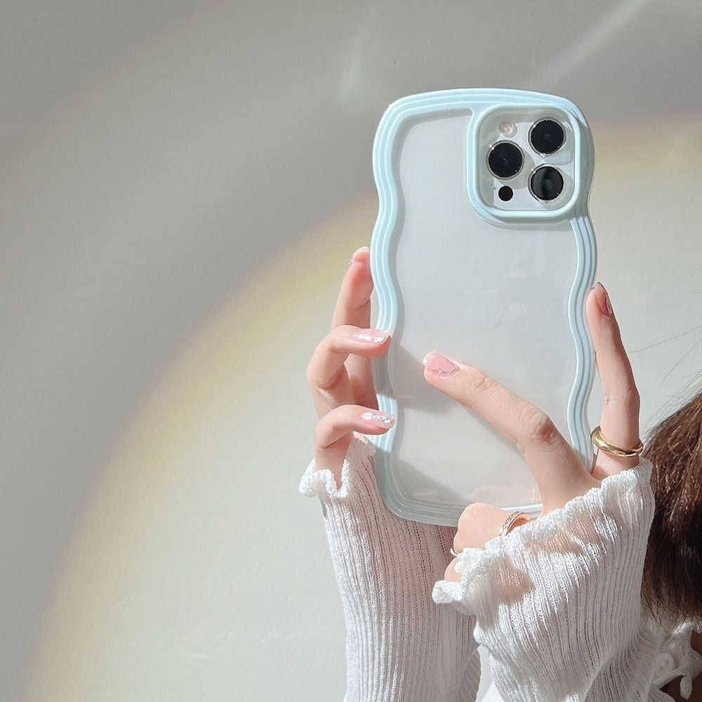 3D Curly Wave TPU Transparent Colorful Frame Bumper Case