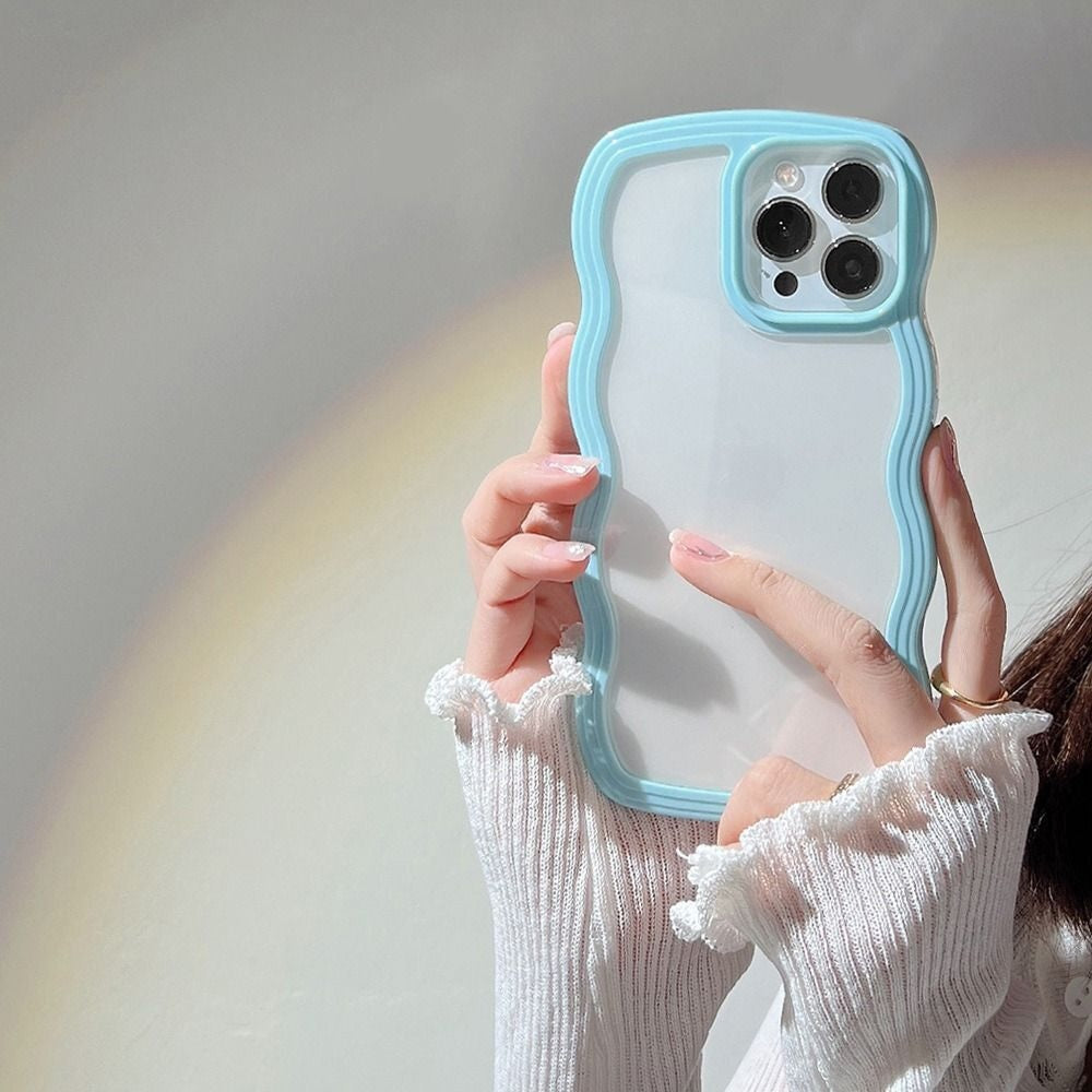 3D Curly Wave TPU Transparent Colorful Frame Bumper Case