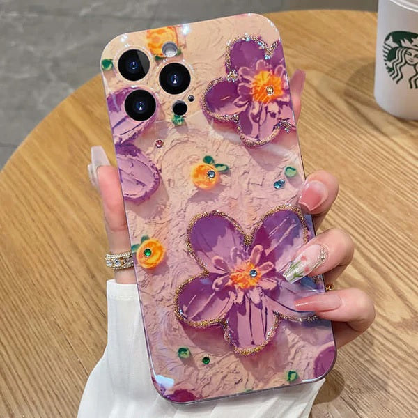 Butterfly Colorful Retro Oil Ink Painting Flower Floral Design Adorable Case