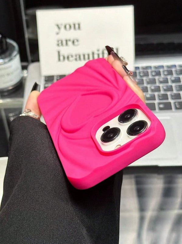 3D Heart Shape Design Embossed Wrinkle Cute Silk Pattern Silicone Fashion Aesthetic Cover