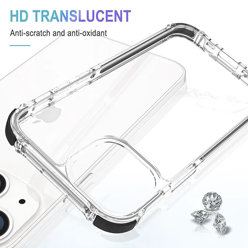 Hard Transparent Clear Strong TPU iPhone Case + Tough Polycarbonate Crystal HD Clear