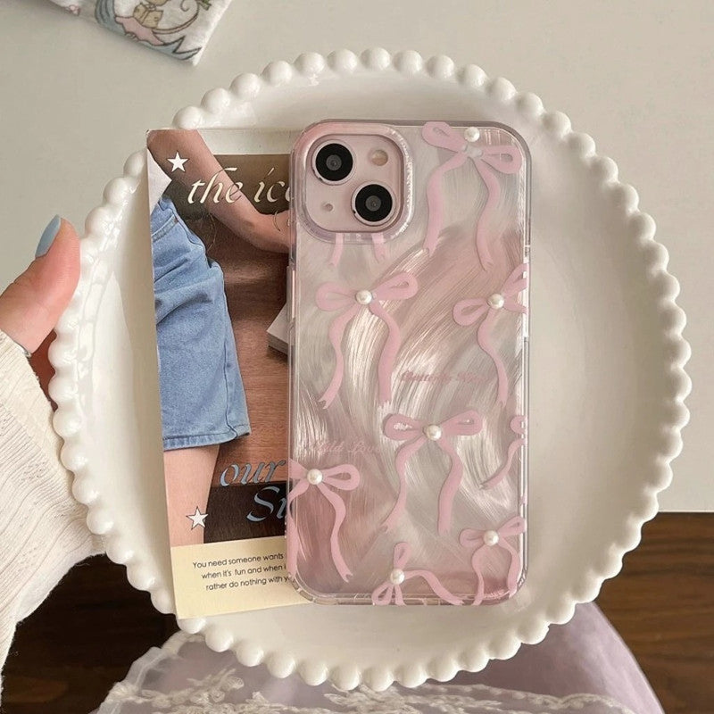 3D Bow & Real Pearl Aesthetic Handcrafted Accents & Coquette Ribbon Art