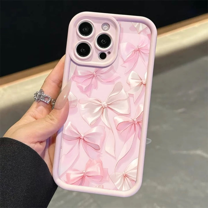 White Ribbon Hot 3D Pastel Pink Bow Knot Cute Print Design Fashion Aesthetic Cover