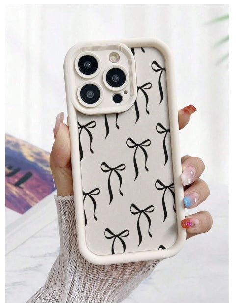 3D Cute Bow Ribbon BowKnot Hot 3D Cream Beige Coquette Design Back Case Cover