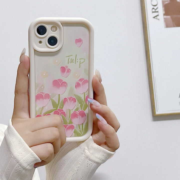 3D Tulip Flower Hot Floral Pastel Pink Cute Design Aesthetic Print Cover - Beige