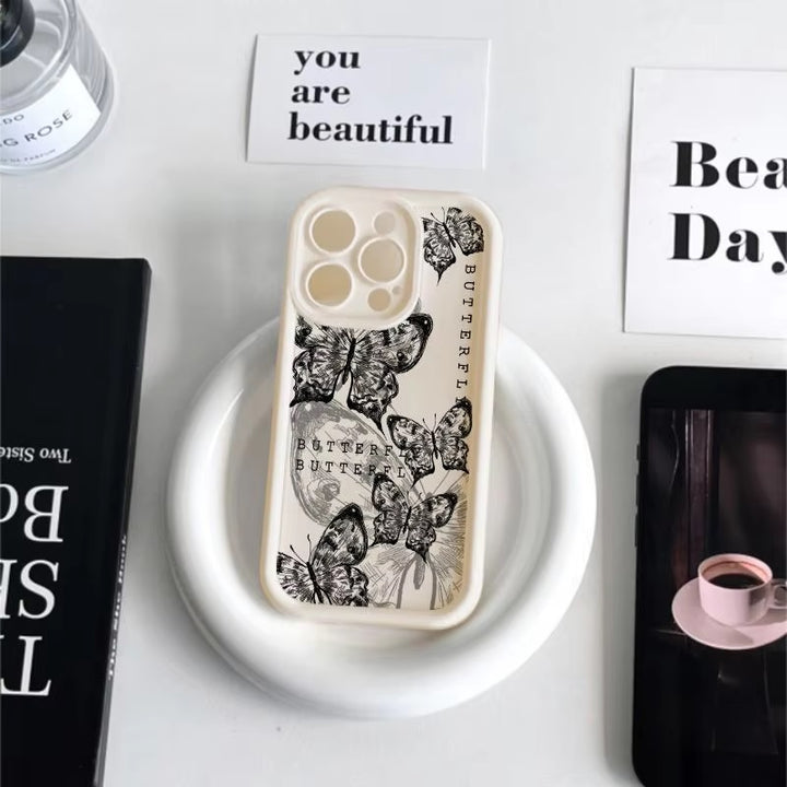 Hot 3D Minimalist Fashionable Retro Butterfly Trendy White Aesthetic Case