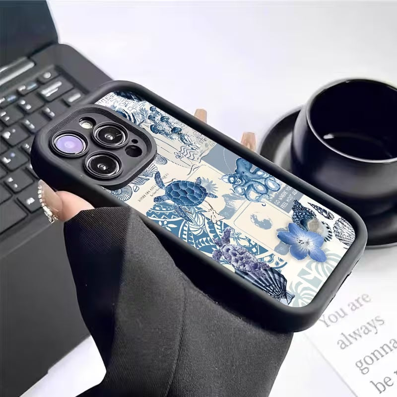 3D Blue Sea Turtle Back Case Hot Ocean Summer Vibe Floral Cute Design