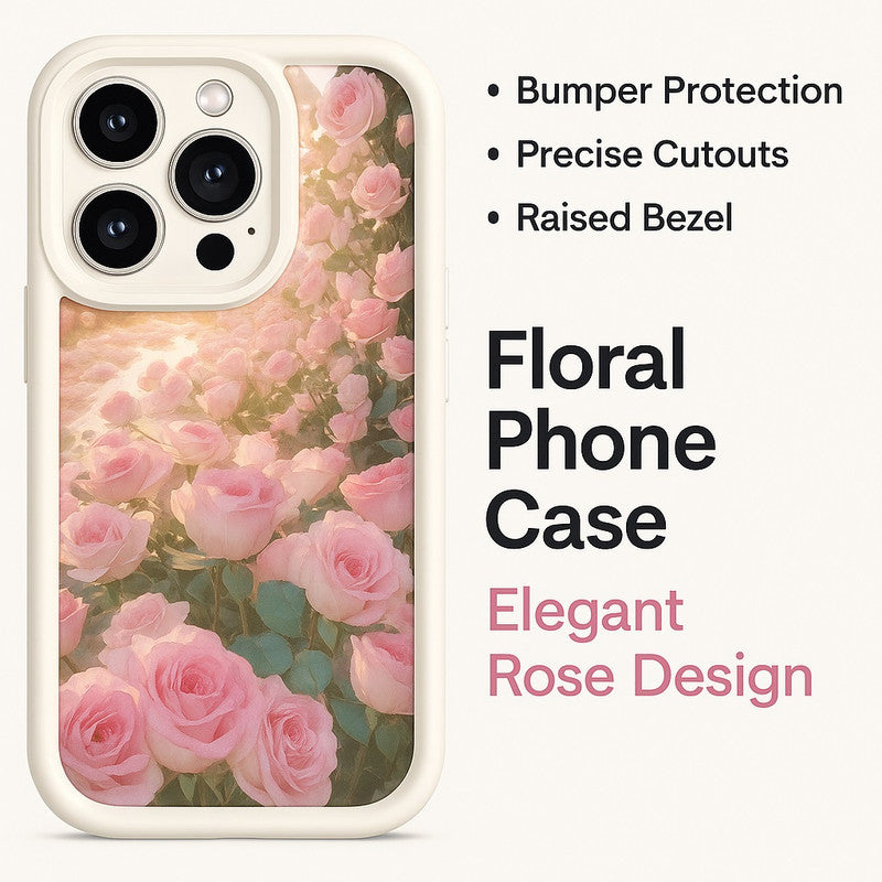White Rose Hot 3D Pastel Pink Buds Floral Bunch Cute Print Design Aesthetic Case