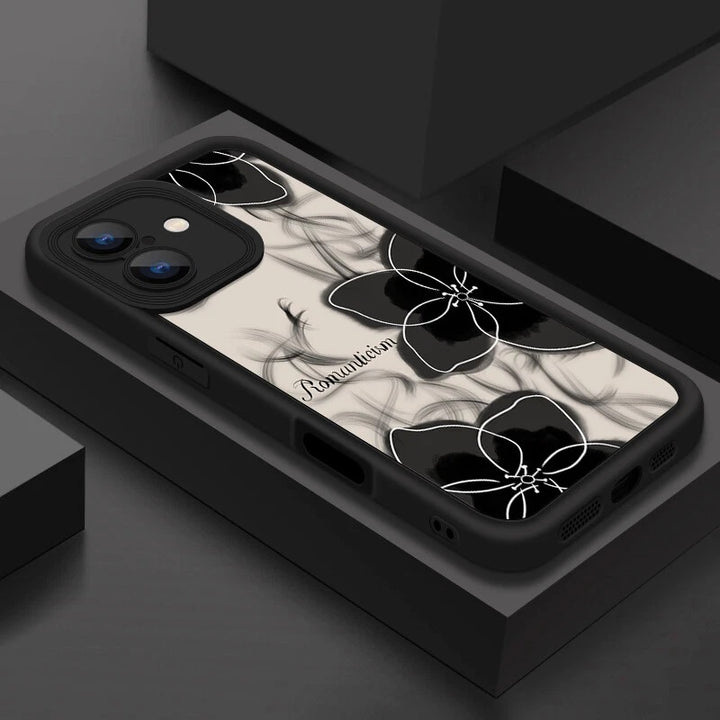 3D Hot Black Floral Back Case Cover Ink Abstract Art Flower Cute Design