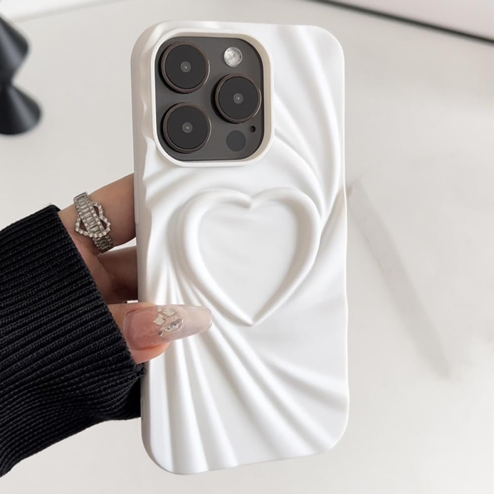 3D Heart Shape Design Embossed Wrinkle Cute Silk Pattern Silicone Fashion Aesthetic Cover