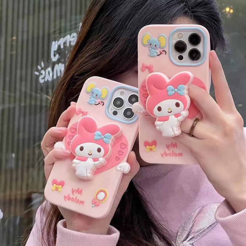 Cute 3D My Melody Cinnamoroll Cartoon Adorable Kitty Pink Bunny Pop Case
