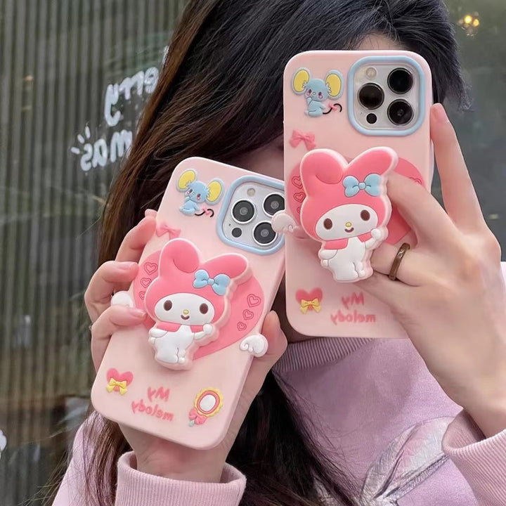 Cute 3D My Melody Cinnamoroll Cartoon Adorable Kitty Pink Bunny Pop Case