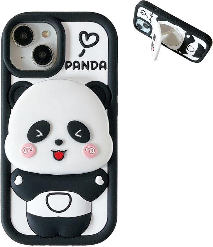 3D Panda Makeup Mirror Cartoon Cute Bear Love with Phone Stand Holder