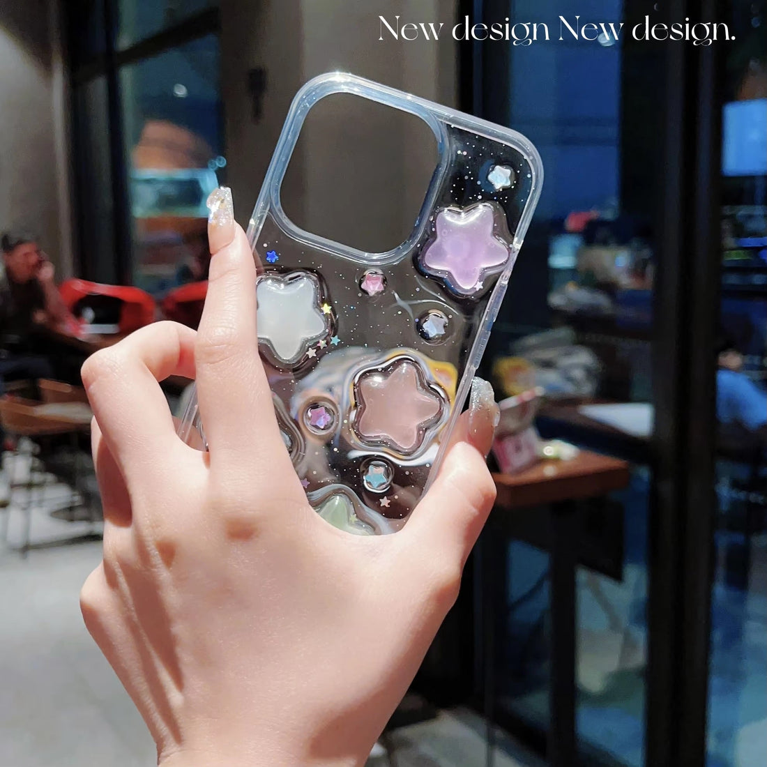 Luxury Translucent Colorful Cute Stars Resin Phone Case