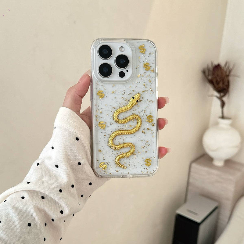 3D Luxury Snake Dollar Resin Translucent Cute Hard Epoxy Shimmer Art Sparkle Princess Phone Case